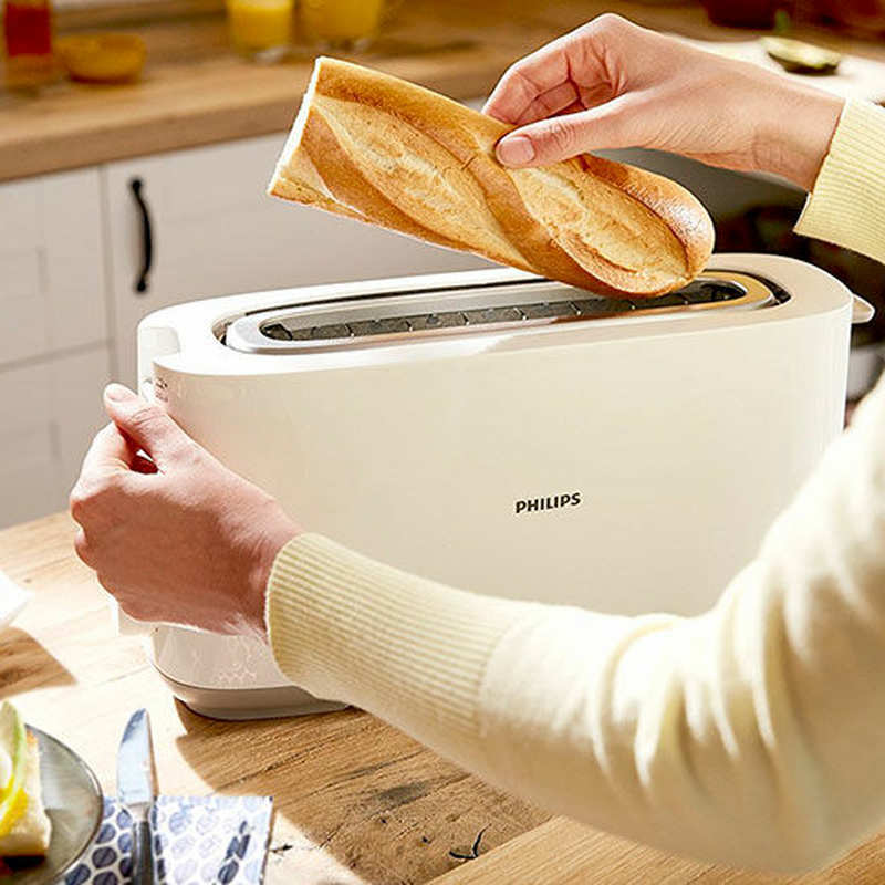 Tostadora ranura larga Philips HD2590/00 – 8 niveles, calientabollos integrado, 950 W