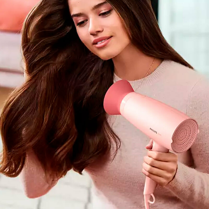 Pack de viaje secador y plancha Philips BHP398/00 – 1600 W, Placas cerámica con queratina, Mango plegable