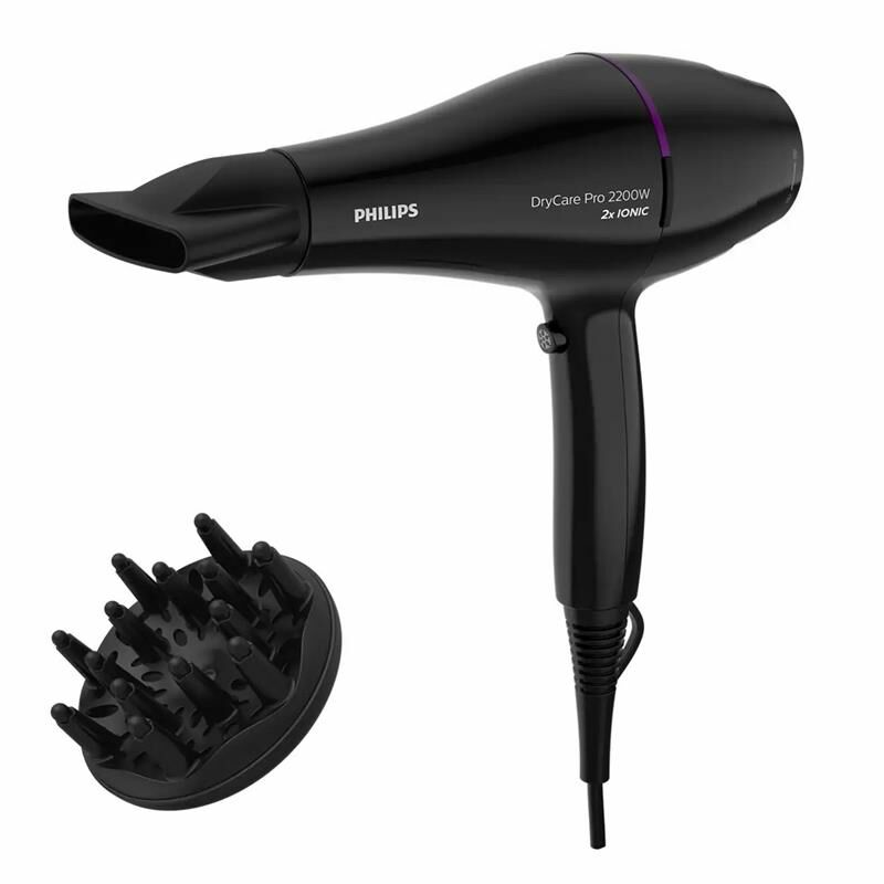 Secador de pelo Philips BHD274/00 – 2200W, Motor AC profesional, Tecnología iónica