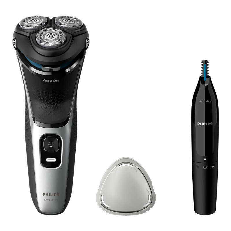 Afeitadora rotativa Philips S3143/02 – PowerCut 27 cuchillas, Húmedo y seco (IPX7), 60 min autonomía