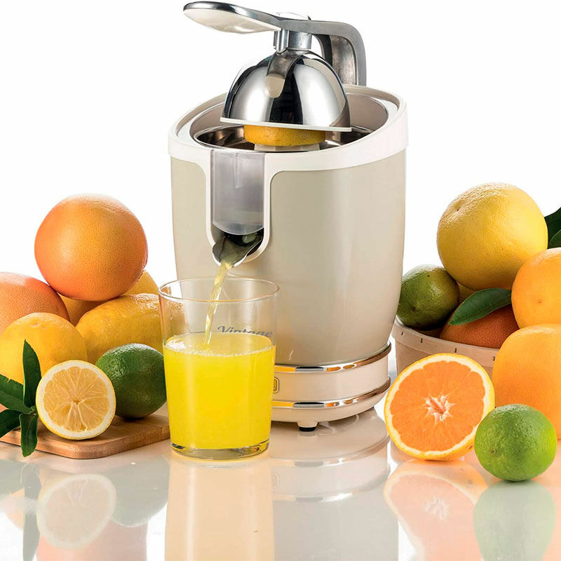 Exprimidor eléctrico Ariete 0413/03 – Retro beige, palanca de presión, antigoteo inox