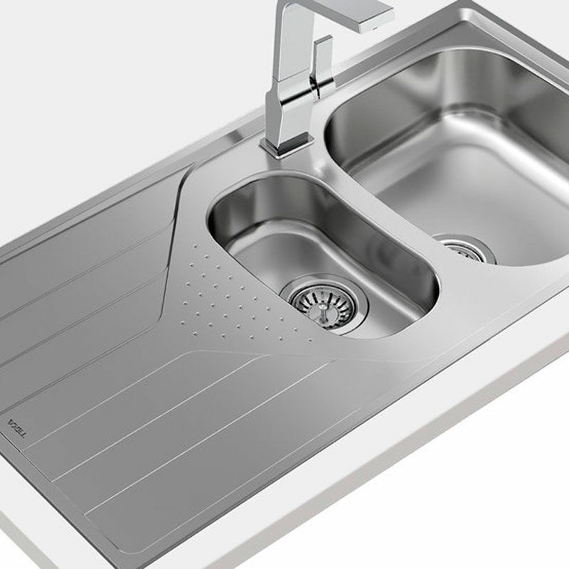 Fregadero encastrado Teka Universe 60 T-XP 1½C 1E – 1½ cubeta, Acero inox pulido, Escurridor reversible