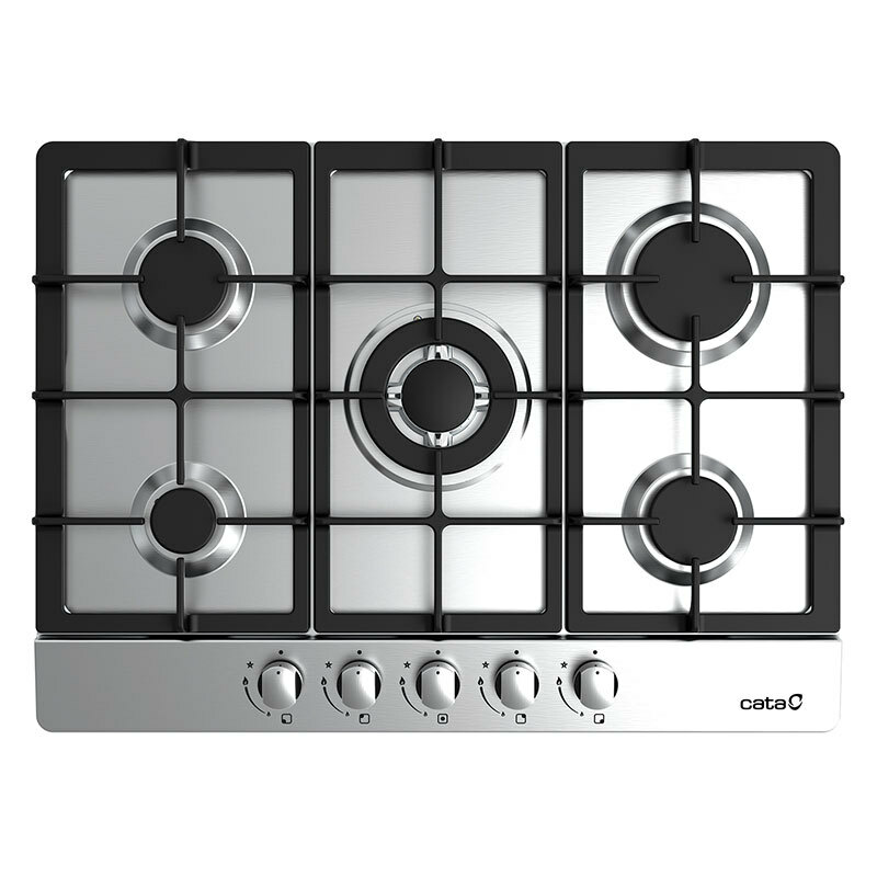Placa de gas CATA LGI 7041 X/A – 5 quemadores, corona triple 3,5 kW, acero inoxidable 68 cm