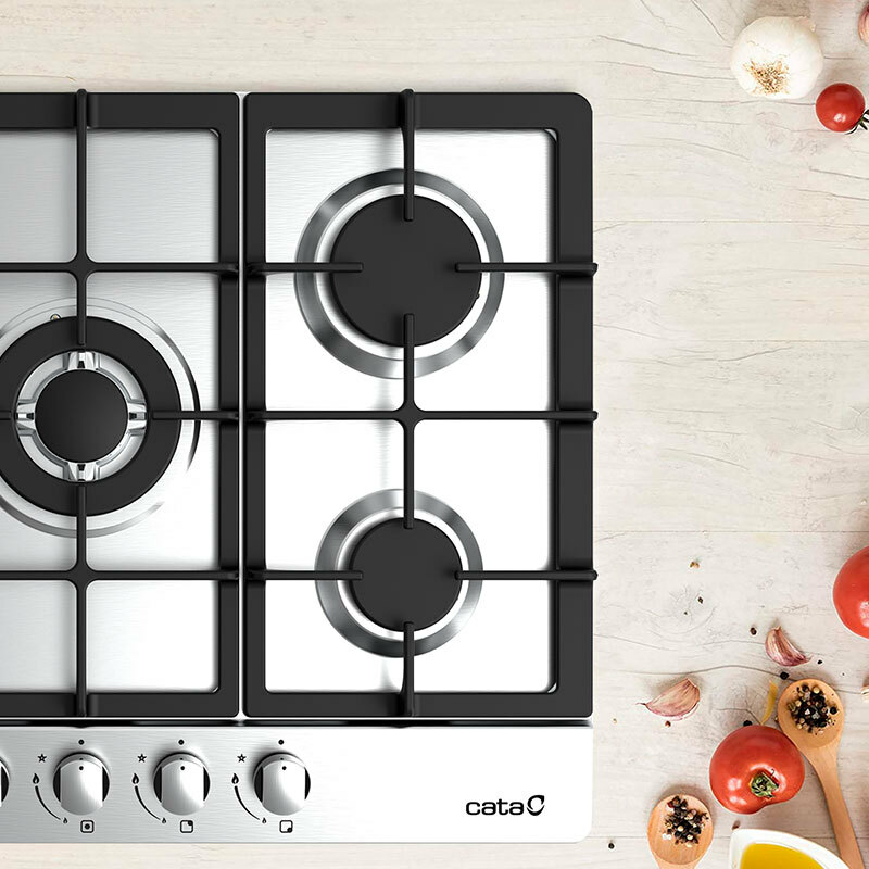 Placa de gas CATA LGI 7041 X/A – 5 quemadores, corona triple 3,5 kW, acero inoxidable 68 cm