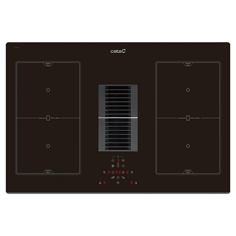 Placa de inducción con extractor integrado Cata AS 750 2 FLEX/A – Extractor integrado, Zona Flex, 77 cm