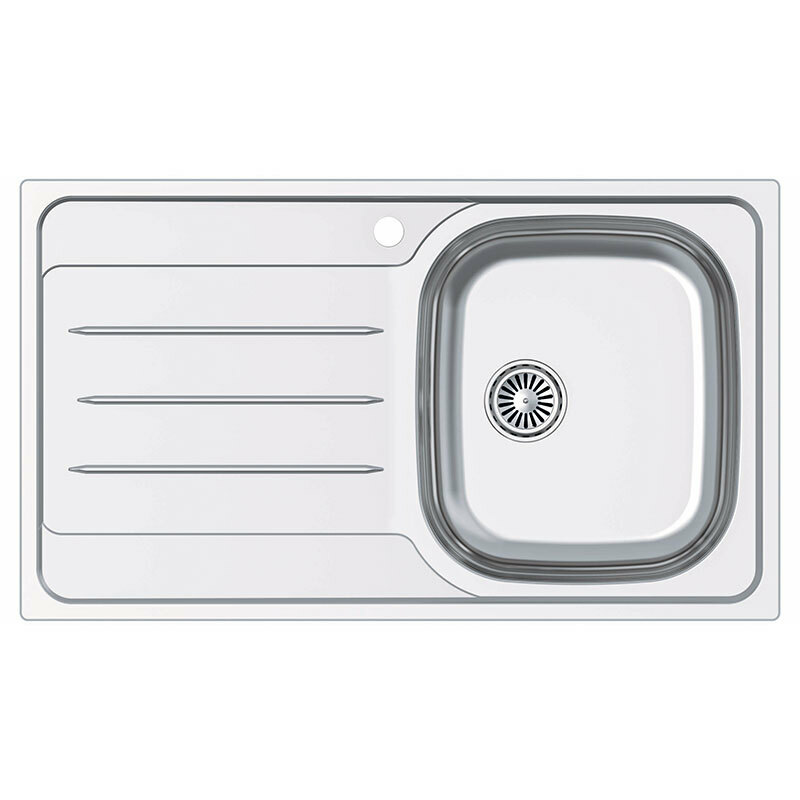 Fregadero sobre encimera Cata CDP-1 EI/A – Acero Inox AISI 304, 86×50 cm, Escurridor izquierdo