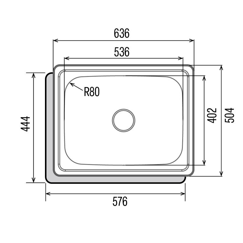 Fregadero sobre encimera Cata CSS601/A – 1 cubeta, AISI 304 (0,7 mm), para mueble 60 cm