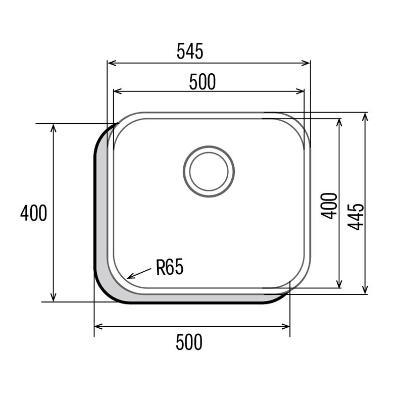 Fregadero bajo encimera Cata CBP 50-40/A – Inox AISI 304, Cubeta 50x40 cm, Profundidad 20 cm