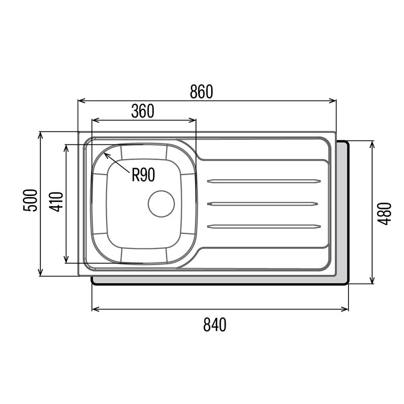 Fregadero Cata CDP-1 REV/A – Sobre encimera, Acero inoxidable AISI 304, Escurridor reversible