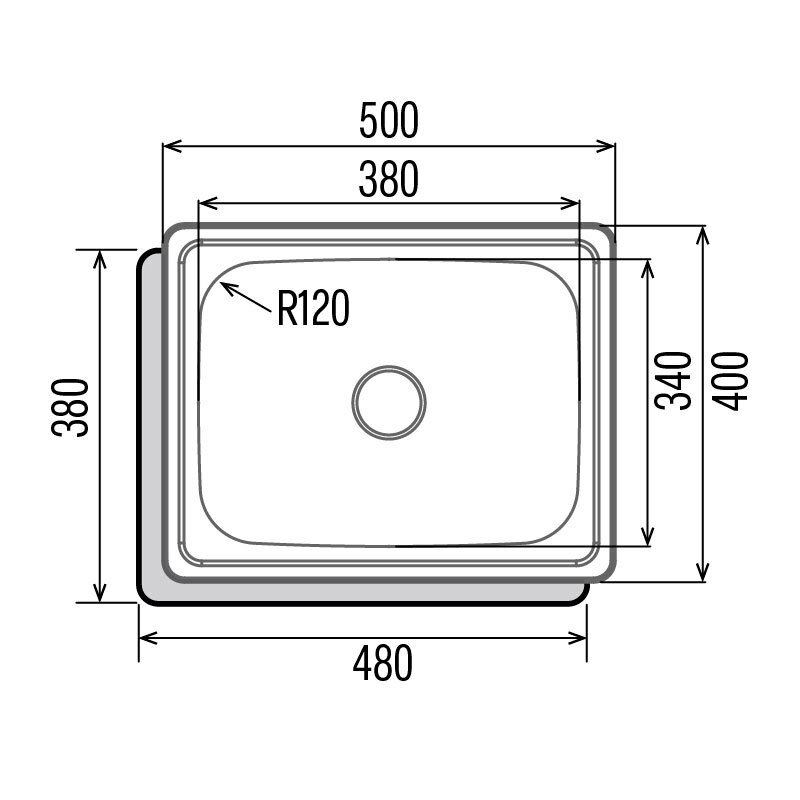 Fregadero Cata CSS1/A – Acero inox AISI 304, 50 cm, Sobre encimera