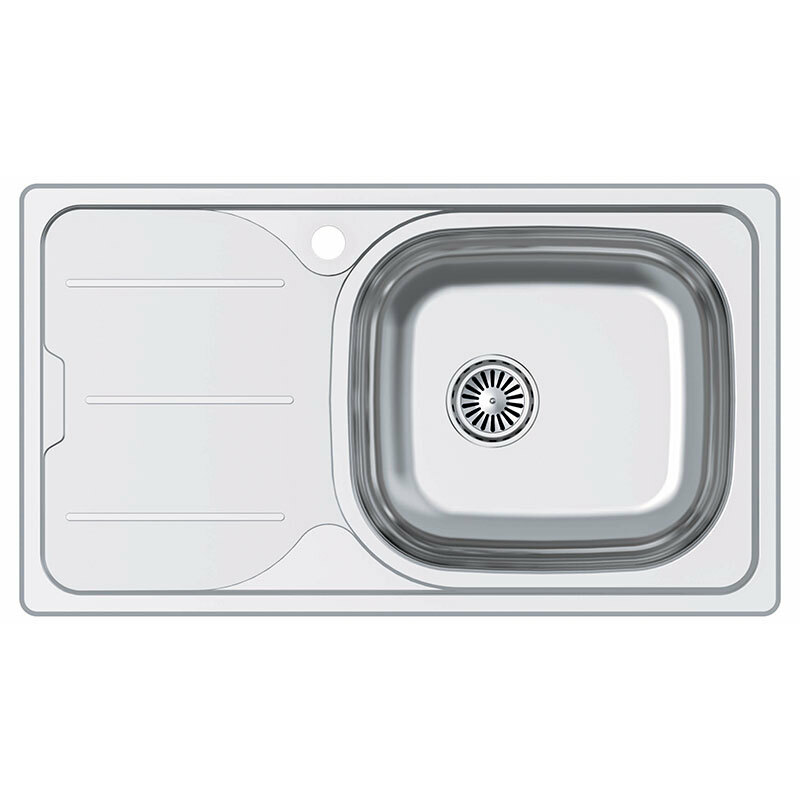 Fregadero sobre encimera Cata CDS-1 EI/A – Acero inox AISI 304, 1 cubeta profunda, Escurridor izquierdo