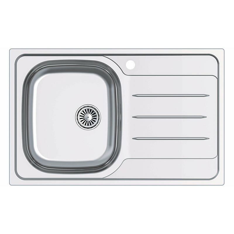 Fregadero Cata CDL1ED/A – Sobre encimera, AISI 304 inox, 1 cubeta + escurridor (79 x 50 cm, 18 cm)