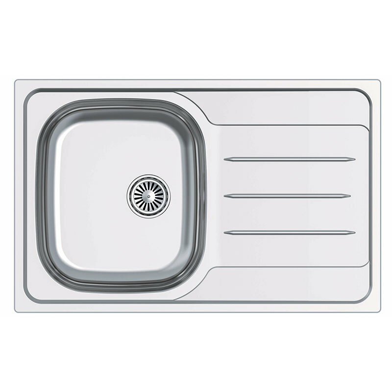 Fregadero acero inoxidable Cata CDL-1 REV/A – Sobre encimera, escurridor reversible, 79x50 cm