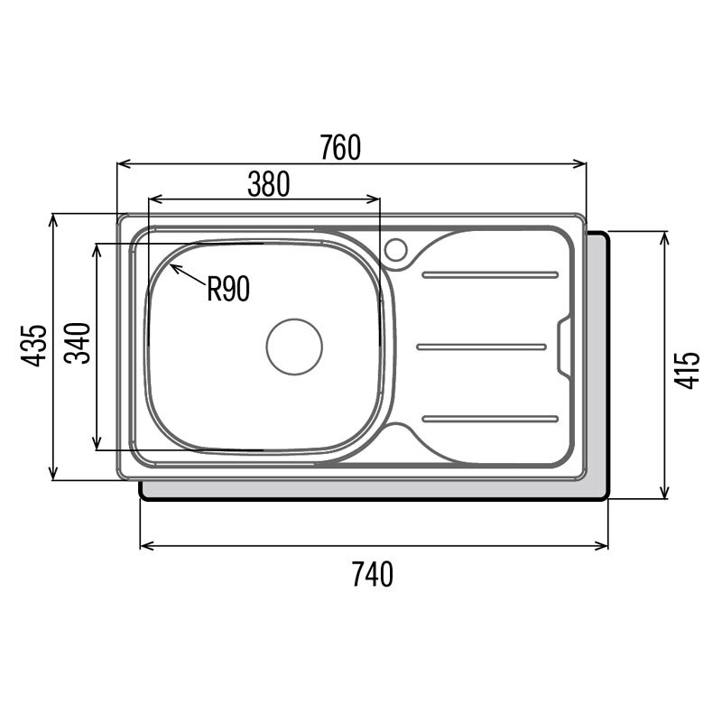 Fregadero Cata CDS-1 ED/A – Sobre encimera, Acero AISI 304, Escurridor derecho
