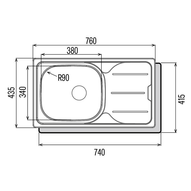 Fregadero Cata CDS-1 REV/A – Sobre encimera, Inox, Escurridor reversible