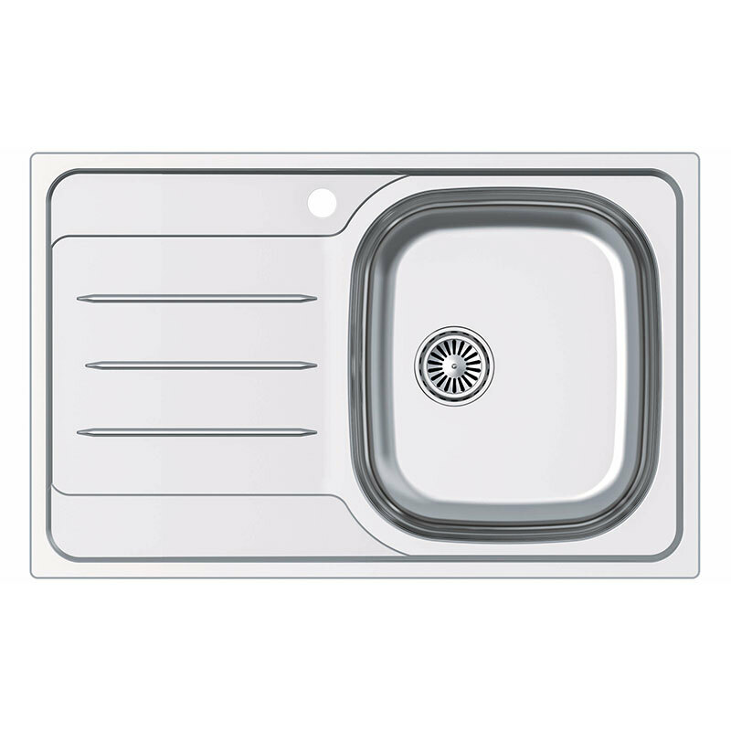 Fregadero sobre encimera Cata CDL1EI/A – Acero inoxidable, 79 x 50 cm, Escurridor izquierdo