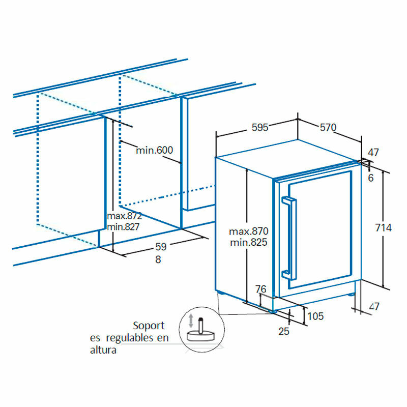Vinoteca integrable Cata VI 59082 /A Inox – 46 botellas, 2 zonas 5-22 °C, No Frost