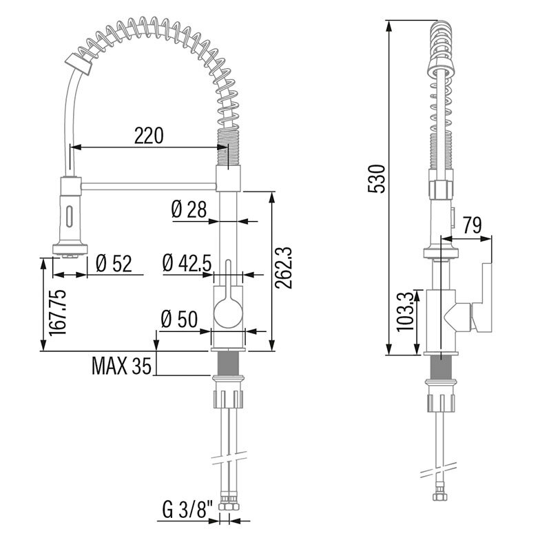 Grifo de cocina Cata CPB CROMO/A – Caño extraíble 360º, Ahorro agua, Cartucho cerámico