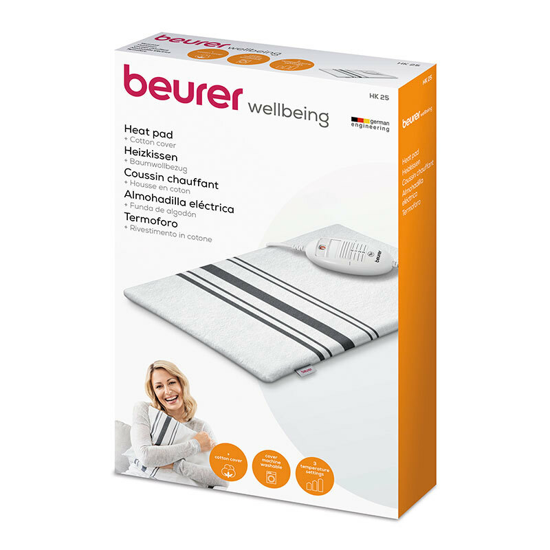 Almohadilla eléctrica Beurer HK 25 – 3 niveles, funda lavable, apagado 90 min