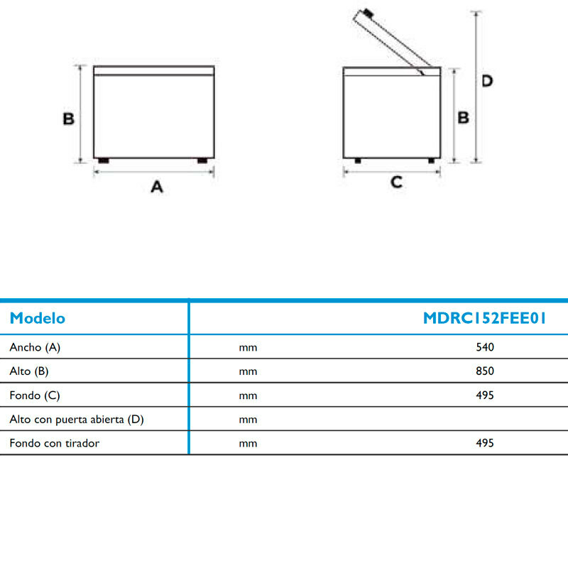 Arcón congelador Midea MDRC152FEE01 – 99 L, Clase E, 38 dB