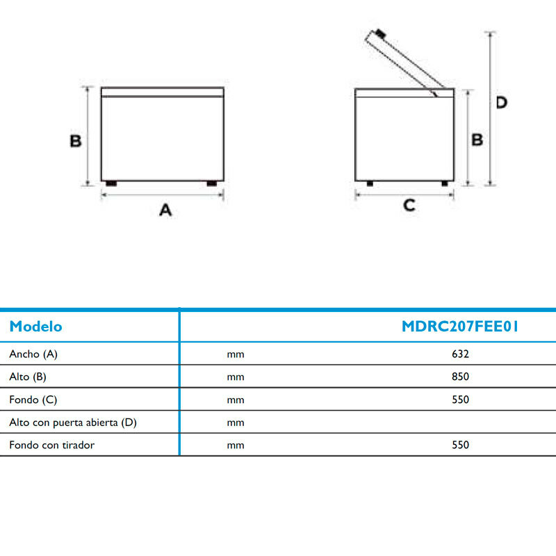 Arcón congelador Midea MDRC207FEE01 – 142 L, control electrónico, congelación rápida