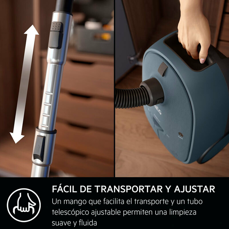 Aspirador de trineo con bolsa AEG AB61C2DB – 850 W, HEPA E12, 3,5 L