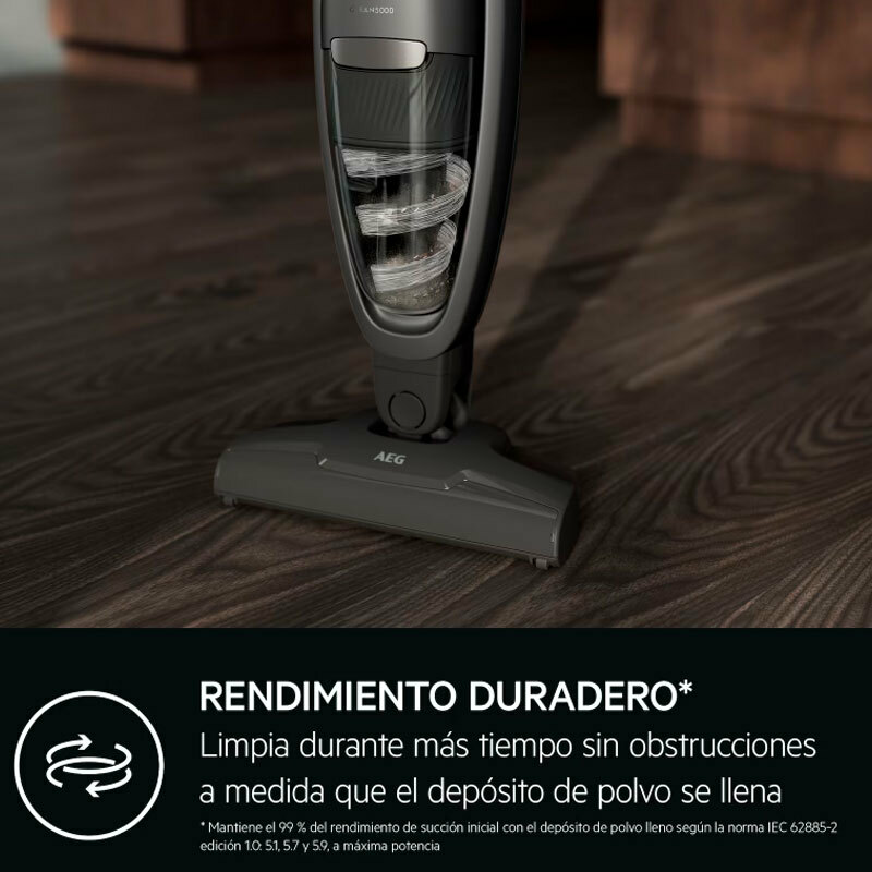 Aspirador escoba sin cable AEG AS52CB18DG – 45 min autonomía, 2 en 1 mano extraíble, ciclónico