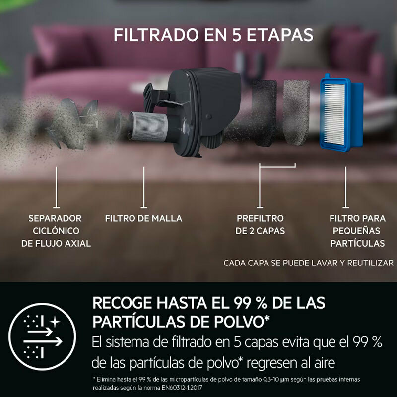 Aspirador escoba sin cable AEG AS52CB18DG – 45 min autonomía, 2 en 1 mano extraíble, ciclónico