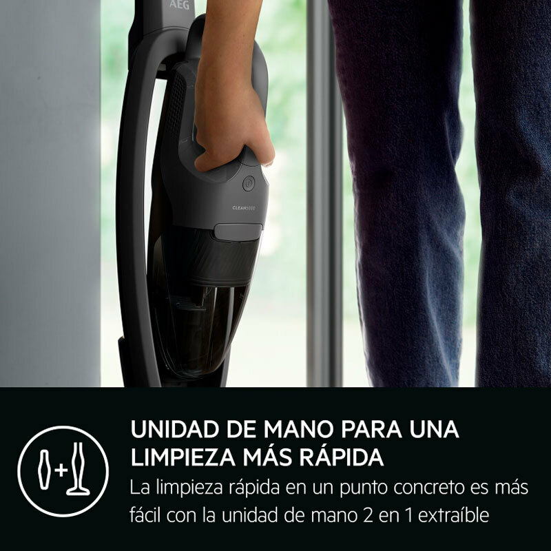 Aspirador escoba sin cable AEG AS52CB18DG – 45 min autonomía, 2 en 1 mano extraíble, ciclónico