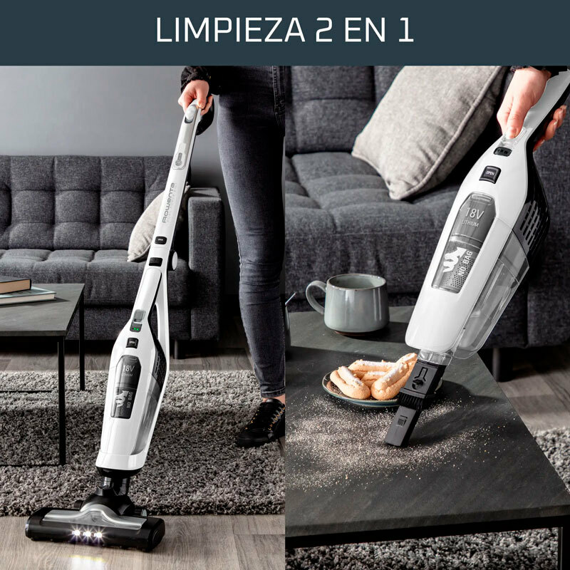 Aspiradora escoba inalámbrica Rowenta RH6737WH – 45 min autonomía, cepillo LED, depósito 0,6 L