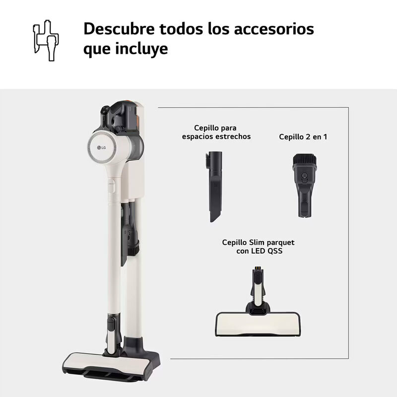 Aspirador escoba sin cable LG A9K-LITE1C – Kompressor 220W, 60 min autonomía, Filtro HEPA
