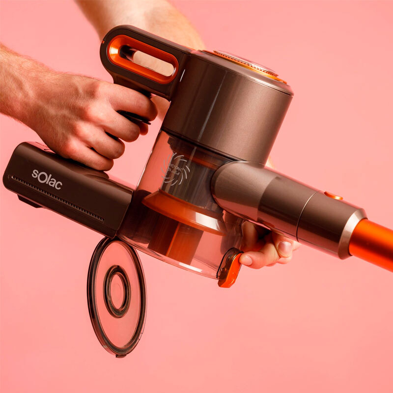 Aspirador escoba sin cable Solac AE2515 Turbobat Digital Flex – Motor digital sin escobillas, 40 min autonomía, Tubo Total Flex 90°