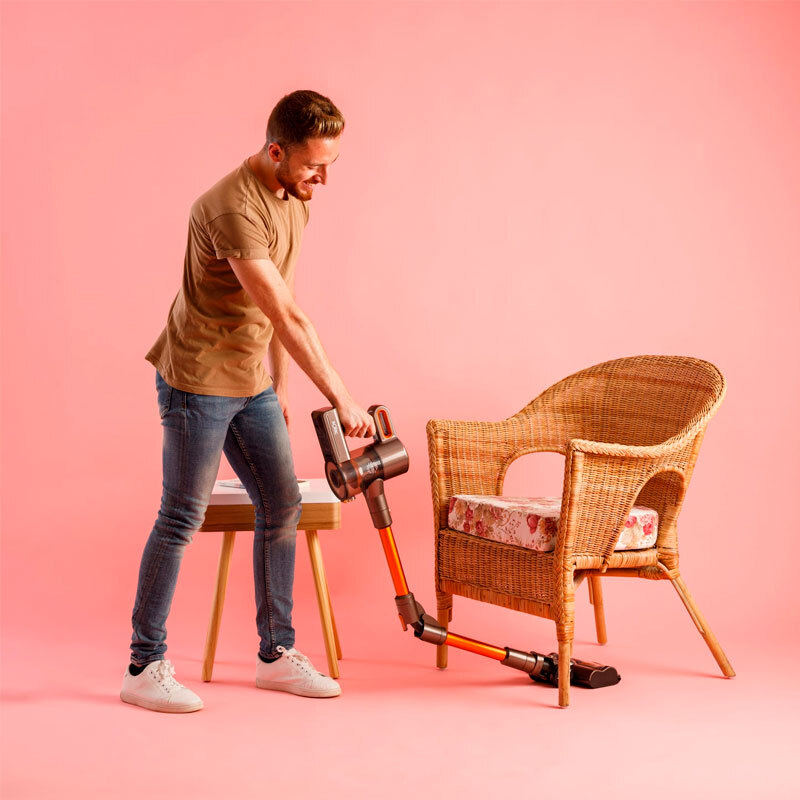 Aspirador escoba sin cable Solac AE2515 Turbobat Digital Flex – Motor digital sin escobillas, 40 min autonomía, Tubo Total Flex 90°