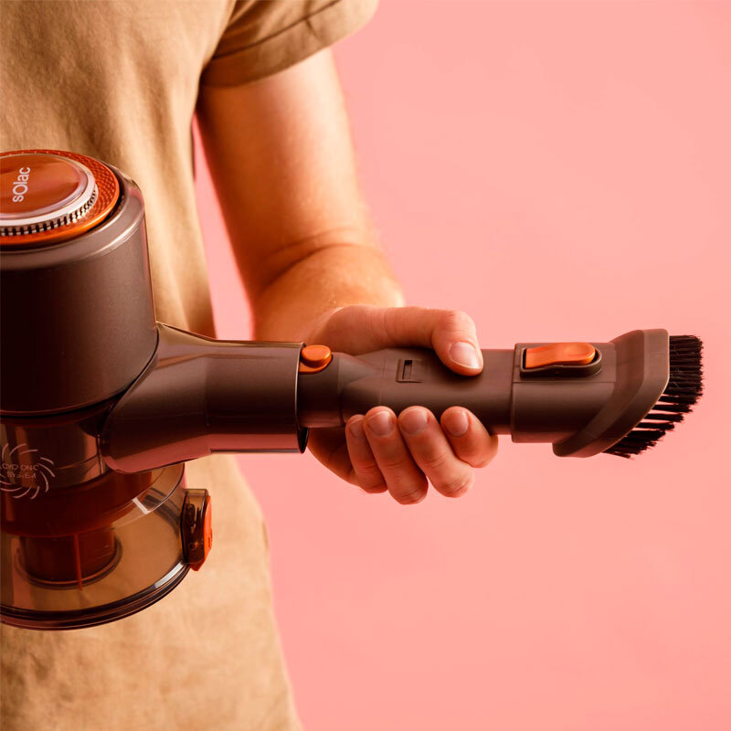 Aspirador escoba sin cable Solac AE2515 Turbobat Digital Flex – Motor digital sin escobillas, 40 min autonomía, Tubo Total Flex 90°