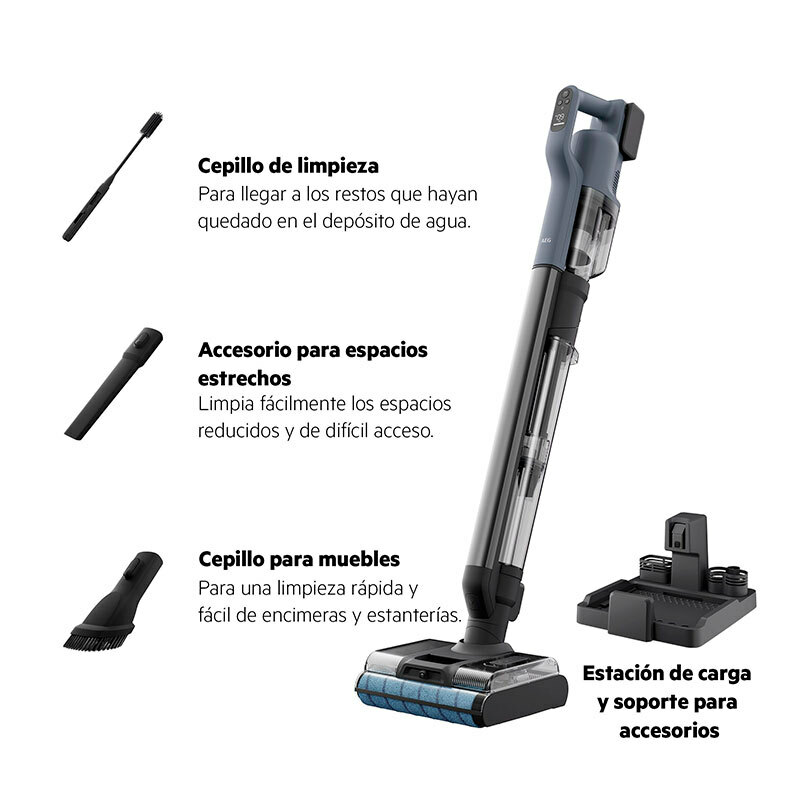 Aspirador escoba sin cable AEG AW82U1DB – Wet&Dry, 18.800 Pa, 80 min autonomía
