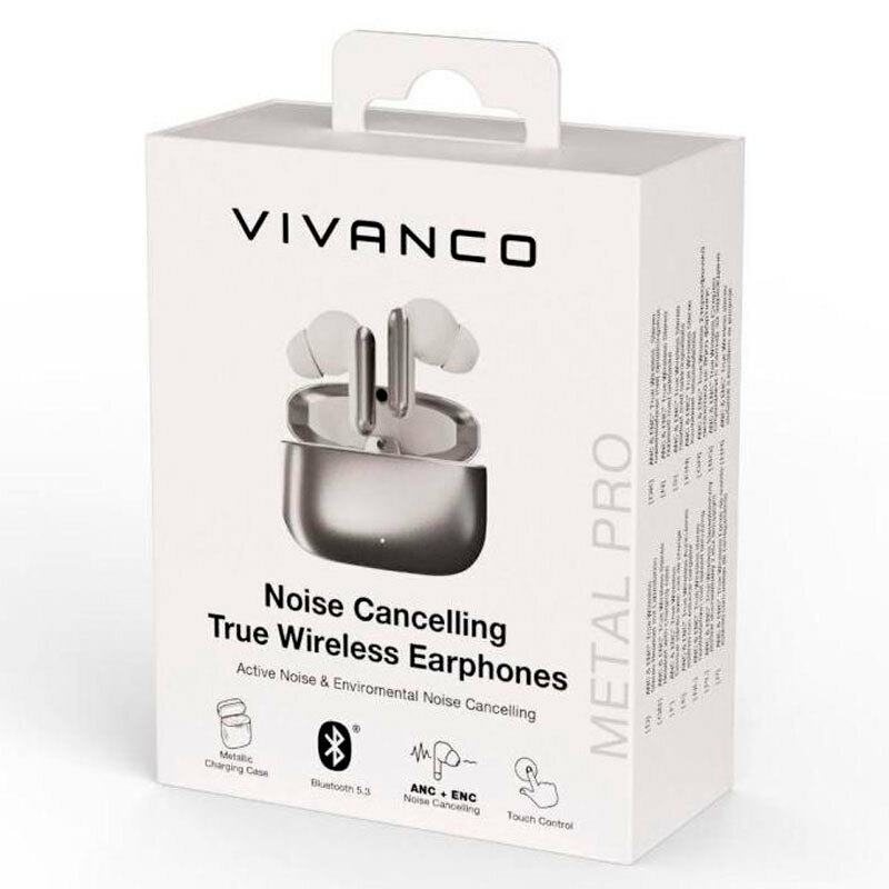 Auriculares True Wireless Vivanco Metal Pair Pro SM – ANC, Bluetooth 5.3, 20 h autonomía