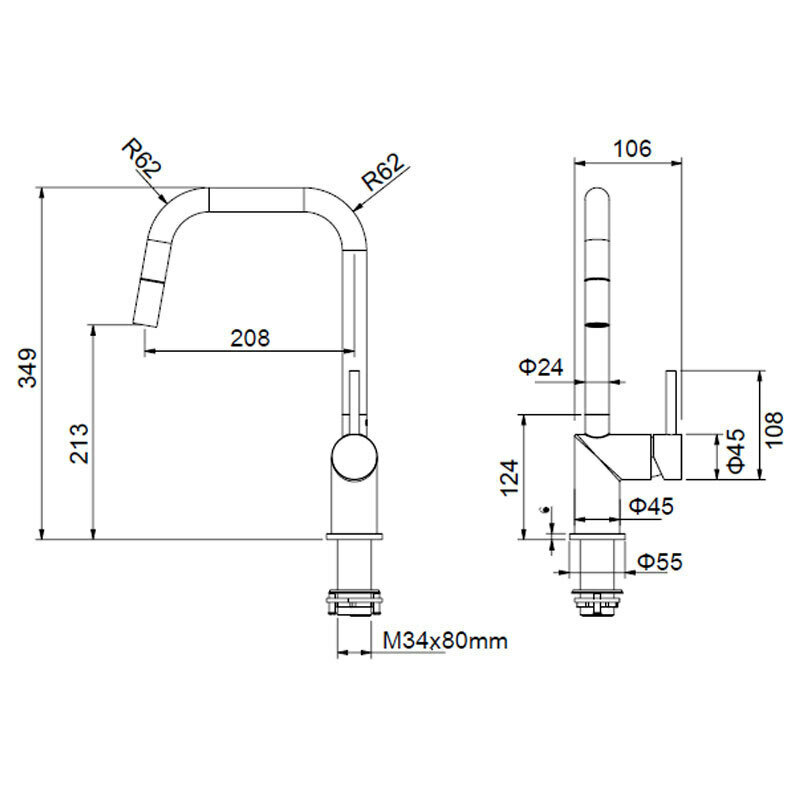 Grifo de cocina Poalgi GCE039/BL – Blanco mate, monomando, caño alto extraíble