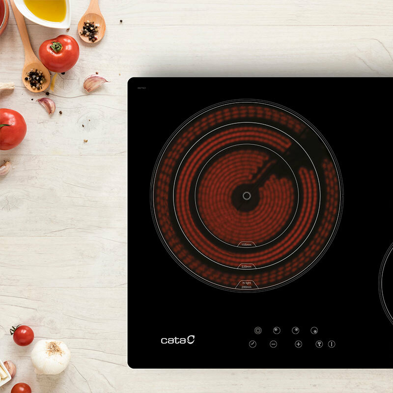 Placa vitrocerámica Cata TD 3002 BK – 2 zonas, control táctil, bloqueo infantil