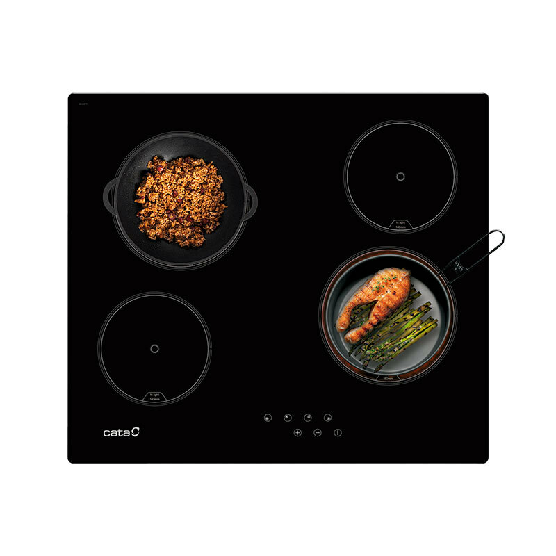 Placa vitrocerámica 60 cm CATA TN 604 B – 4 zonas, control táctil frontal, bloqueo infantil
