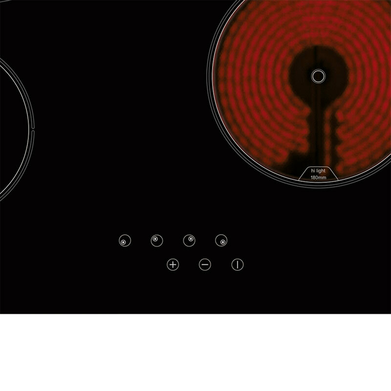 Placa vitrocerámica 60 cm CATA TN 604 B – 4 zonas, control táctil frontal, bloqueo infantil