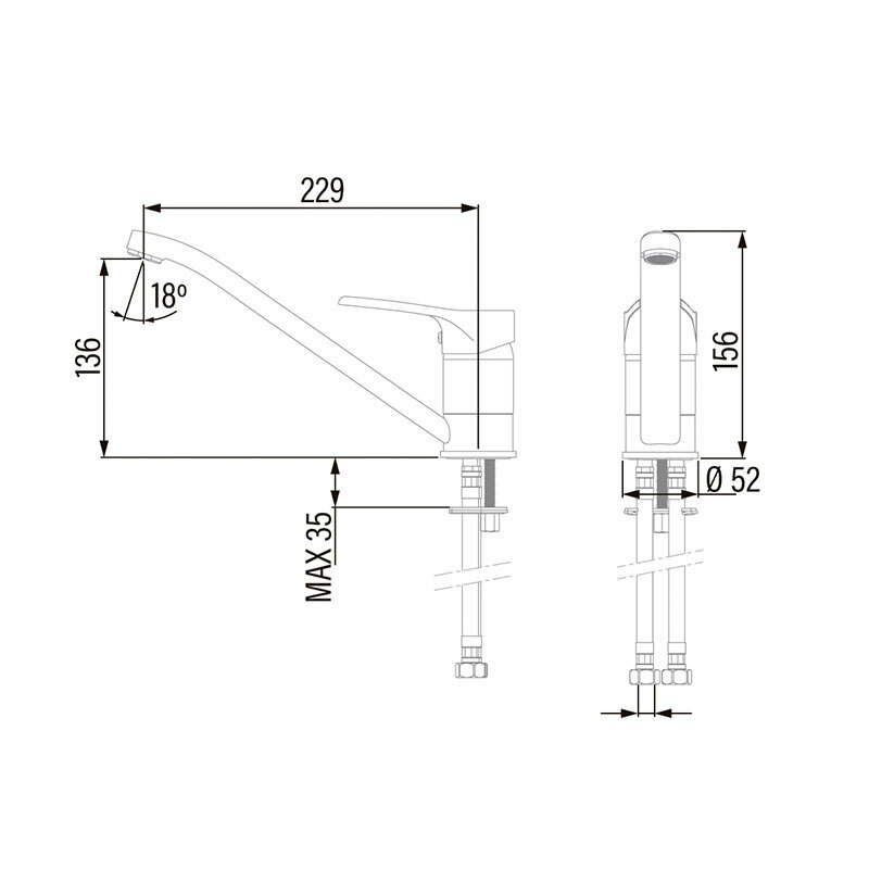 Grifo monomando cocina Cata CBB/B – Para encimera, Caño 360°, Ahorro de agua