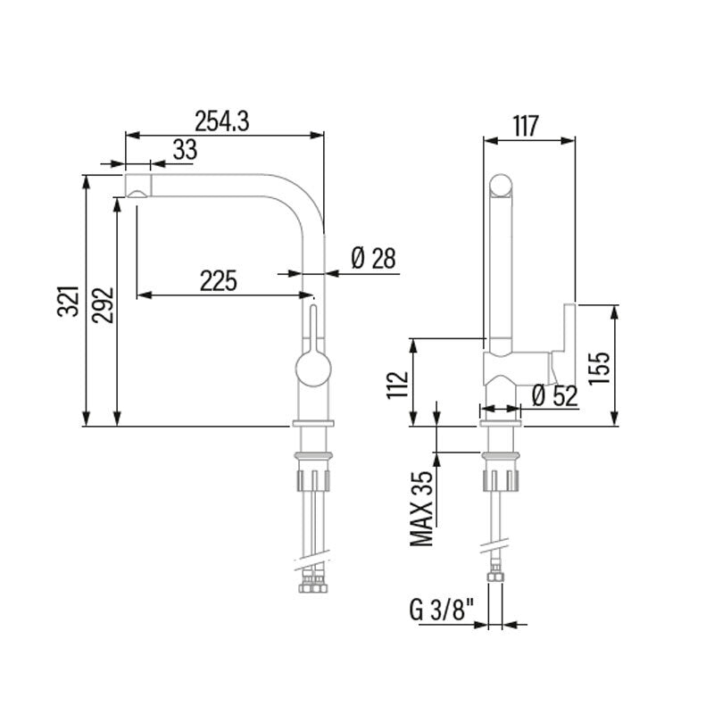 Grifo cocina Cata CSA/B – Caño giratorio 360º, Ahorro 5,7 L/min, Cartucho cerámico