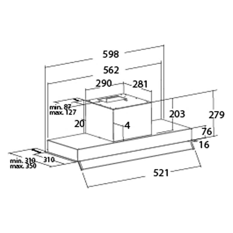 Campana integrable bajo mueble Cata ARMONIA 60 BK/B – 645 m³/h, LED, filtros lavables