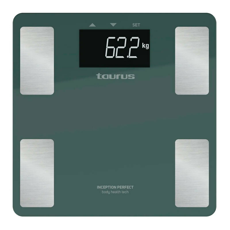 Báscula inteligente Taurus Inception Perfect – Análisis corporal, Precisión 0,1 kg, Cristal templado