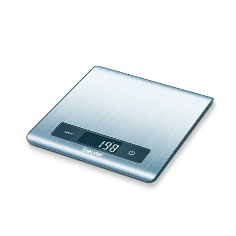 Báscula de cocina Beurer KS 51 – Inox ultraplana, 5 kg/1 g, LCD retroiluminada