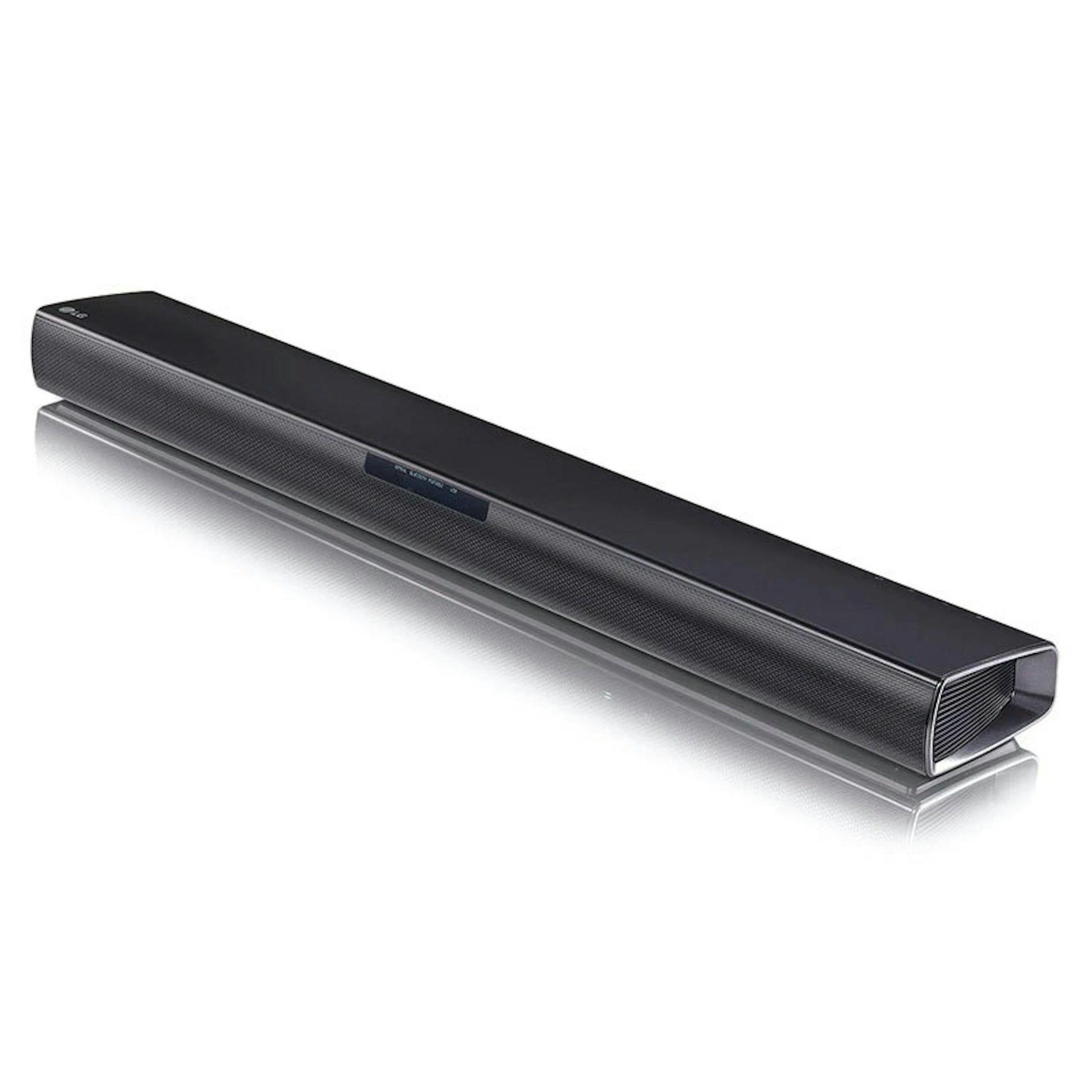 Barra de sonido LG SQC1 negra sobre fondo blanco