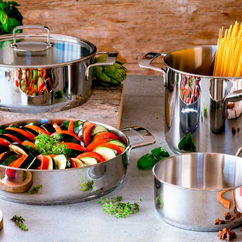 Batería de cocina Bra Signature – 7 piezas, Acero inoxidable 18/10, Inducción