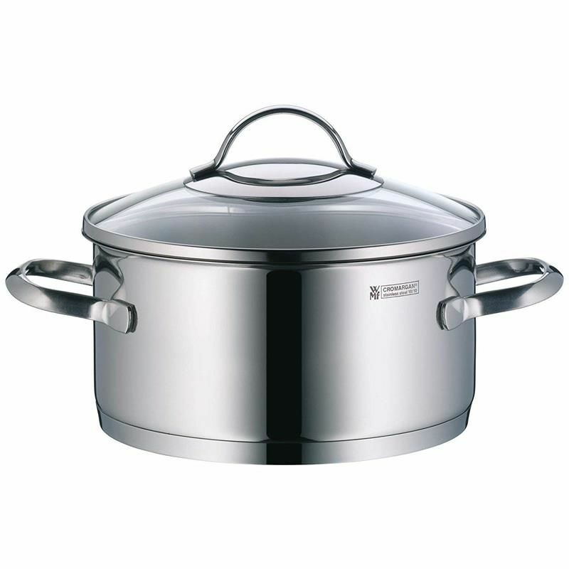 Batería de cocina WMF Provence Plus – Acero inoxidable 18/10, Base TransTherm inducción, 4 piezas con tapas de cristal