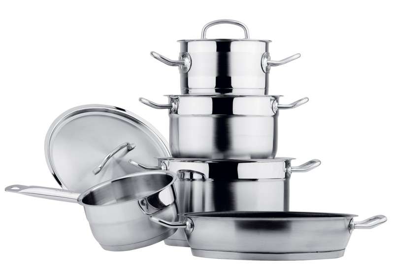 Batería de cocina 9 piezas Teka 49004840 – Acero inoxidable, Base multicapa 6,3 mm, Apta inducción
