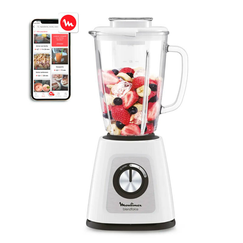 Batidora de vaso Moulinex LM430110 – 800 W, jarra cristal 1,75 L, función picahielo